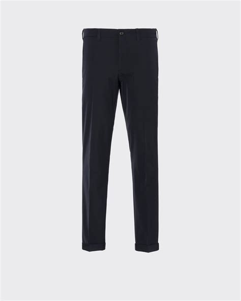 Navy Light Stretch Techno Fabric Trousers 